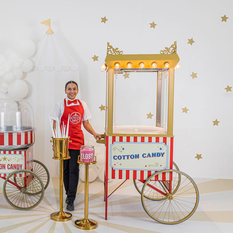 Luxe Cotton Candy Cart with unformed attendant