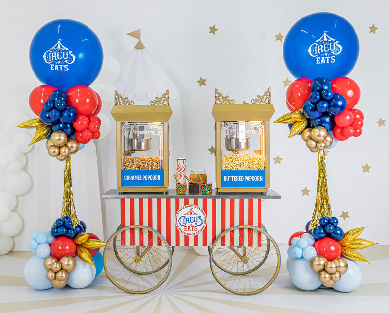 Premium Popcorn Wagon with balloon towers 