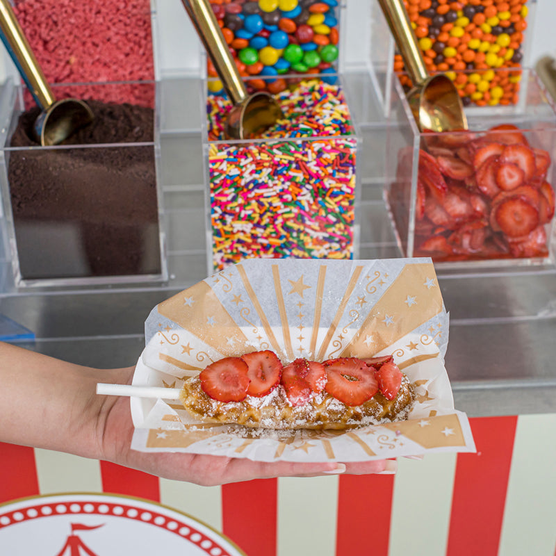 Waffle on a Stick Wagon with Strawberry toppings